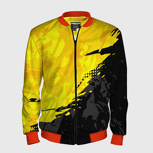Мужской бомбер Black and yellow / 3D-Красный – фото 1