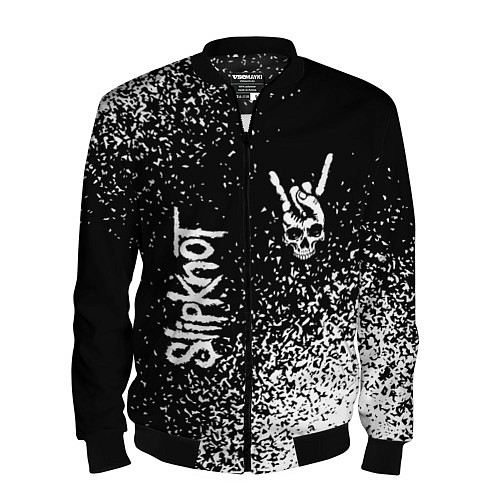 Мужской бомбер Slipknot и рок символ на темном фоне / 3D-Черный – фото 1