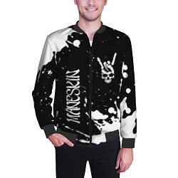 Бомбер мужской Maneskin и рок символ на темном фоне, цвет: 3D-черный — фото 2