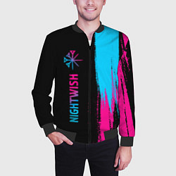 Бомбер мужской Nightwish - neon gradient: по-вертикали, цвет: 3D-черный — фото 2