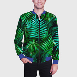Бомбер мужской Тропические растения - текстура, цвет: 3D-синий — фото 2