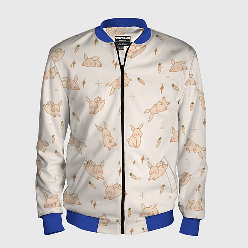 Мужской бомбер Милый кролик паттерн / 3D-Синий – фото 1
