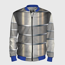 Бомбер мужской Металлические полосы - текстура алюминия, цвет: 3D-синий