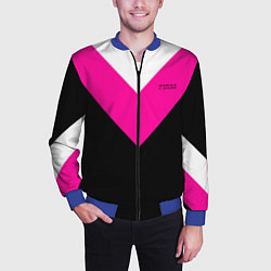 Бомбер мужской FIRM черный с розовой вставкой, цвет: 3D-синий — фото 2