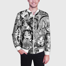 Бомбер мужской Ахегао паттерн, цвет: 3D-белый — фото 2