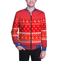 Бомбер мужской Праздничный красный свитер, цвет: 3D-синий — фото 2