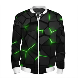 Бомбер мужской Green neon steel, цвет: 3D-белый