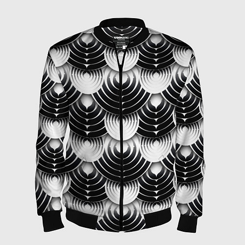 Мужской бомбер Полосатые круги / 3D-Черный – фото 1