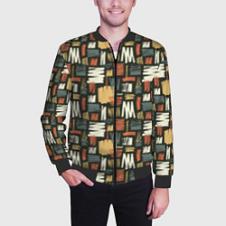 Бомбер мужской Узор штрихованный, цвет: 3D-черный — фото 2