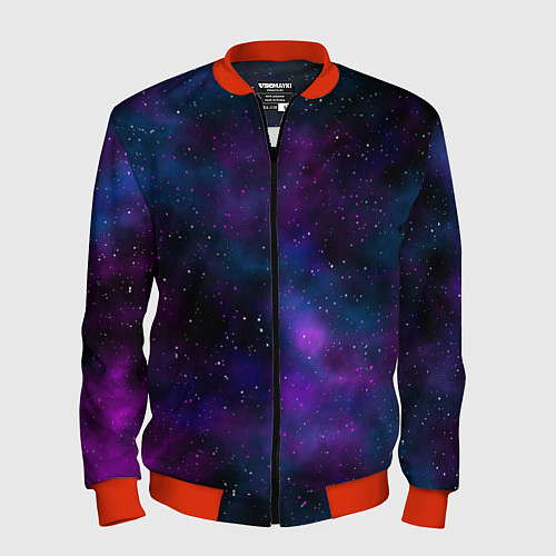 Мужской бомбер Космос с галактиками / 3D-Красный – фото 1