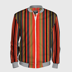 Бомбер мужской Вертикальные полосы в оранжево-коричневых тонах, цвет: 3D-меланж