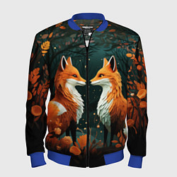 Мужской бомбер Две лисоньки в стиле Folk Art
