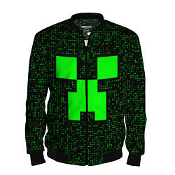 Бомбер мужской Minecraft green squares, цвет: 3D-черный