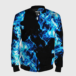 Бомбер мужской Красивый синий огонь, цвет: 3D-черный