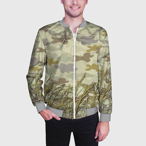Мужской бомбер Камуфляж охотника / 3D-Меланж – фото 3
