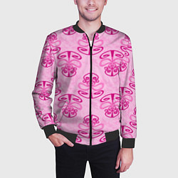 Бомбер мужской Розовый орнамент, цвет: 3D-черный — фото 2