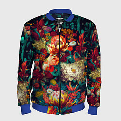 Мужской бомбер Цветочный паттерн с цветами и листьями