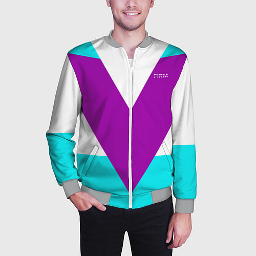 Мужской бомбер В ретро стиле FIRM / 3D-Меланж – фото 3