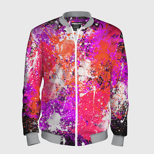Мужской бомбер Разбрызганная красная краска - темный фон / 3D-Меланж – фото 1