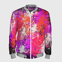 Мужской бомбер Разбрызганная красная краска - темный фон