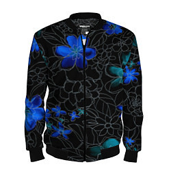 Бомбер мужской Неоновые цветы, цвет: 3D-черный