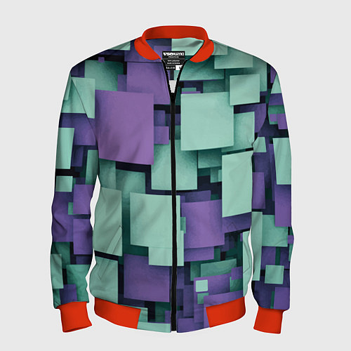 Мужской бомбер Trendy geometric pattern / 3D-Красный – фото 1