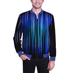 Бомбер мужской Neon line stripes, цвет: 3D-синий — фото 2