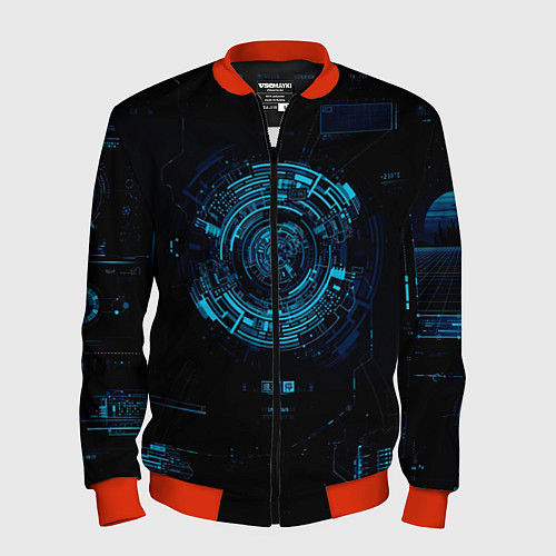 Мужской бомбер Кибер абстракт / 3D-Красный – фото 1