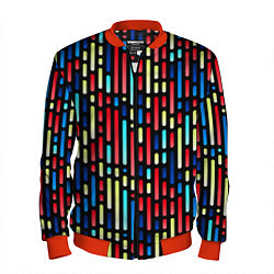Бомбер мужской Неоновые полосы - авангардный паттерн, цвет: 3D-красный