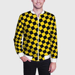 Бомбер мужской Черно-желтая мелкая клетка, цвет: 3D-белый — фото 2