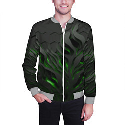Бомбер мужской Объемные черные и зеленые линии, цвет: 3D-меланж — фото 2