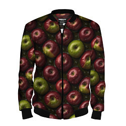Бомбер мужской Сочная текстура из яблок, цвет: 3D-черный