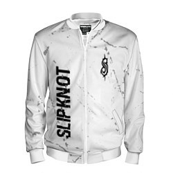 Бомбер мужской Slipknot glitch на светлом фоне: надпись, символ, цвет: 3D-белый