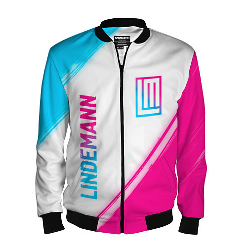 Мужской бомбер Lindemann neon gradient style: надпись, символ / 3D-Черный – фото 1