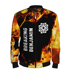Бомбер мужской Breaking Benjamin и пылающий огонь, цвет: 3D-черный