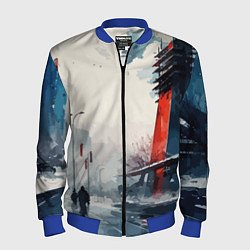 Мужской бомбер Наш город - коллекция Бело-сине-красный - Хуф и Ся