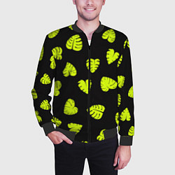 Бомбер мужской Листья - Монстера, цвет: 3D-черный — фото 2