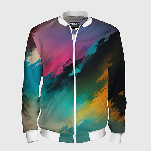 Мужской бомбер Абстрактный туман / 3D-Белый – фото 1