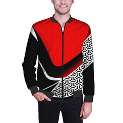 Бомбер мужской Геометрическая униформа - красная, цвет: 3D-черный — фото 2