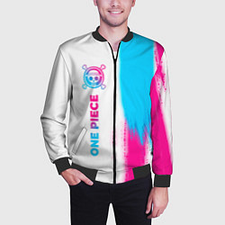 Бомбер мужской One Piece neon gradient style: по-вертикали, цвет: 3D-черный — фото 2
