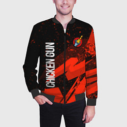 Бомбер мужской Чикен ган - красная абстракция, цвет: 3D-черный — фото 2