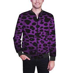Бомбер мужской Фиолетовый леопард, цвет: 3D-черный — фото 2