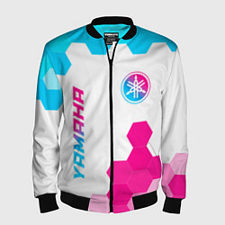Бомбер мужской Yamaha neon gradient style: надпись, символ, цвет: 3D-черный