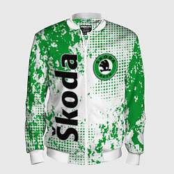 Бомбер мужской Skoda auto logo, цвет: 3D-белый