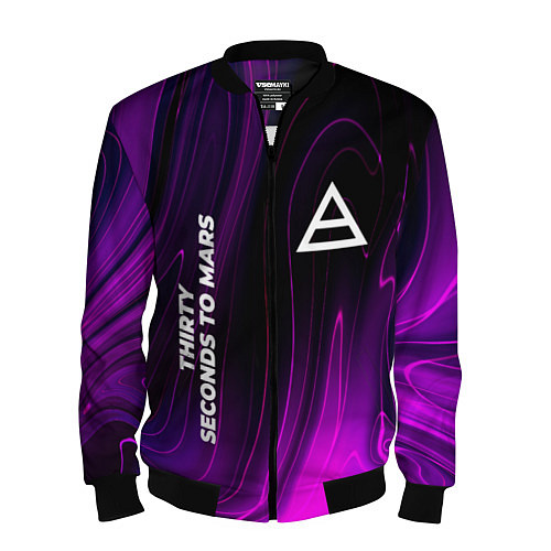 Мужской бомбер Thirty Seconds to Mars violet plasma / 3D-Черный – фото 1