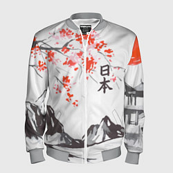 Мужской бомбер Цветущая сакура и солнце - Япония