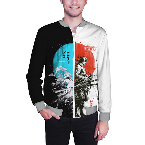 Мужской бомбер Зоро в инверсии - One Piece / 3D-Меланж – фото 3