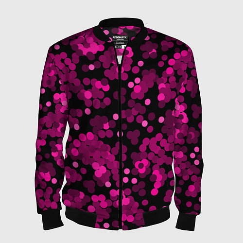 Мужской бомбер Красно розовые конфетти на черном / 3D-Черный – фото 1