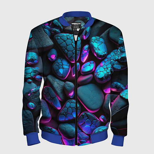 Мужской бомбер Неоновые камни / 3D-Синий – фото 1