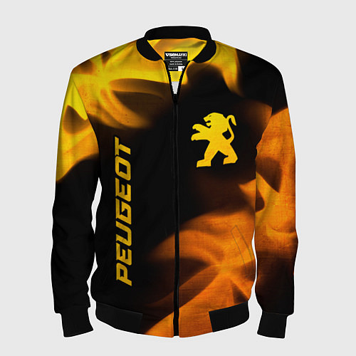 Мужской бомбер Peugeot - gold gradient: надпись, символ / 3D-Черный – фото 1
